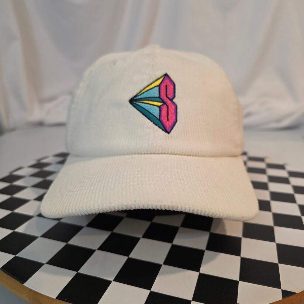 Only 90s Kids Know Off White Corduroy Cool S Logo Strap Back Hat NWOT